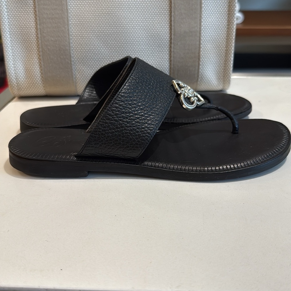 Brighton ADAGIO black leather sandals -  accents of silver/bling size 7 - Picture 3 of 6